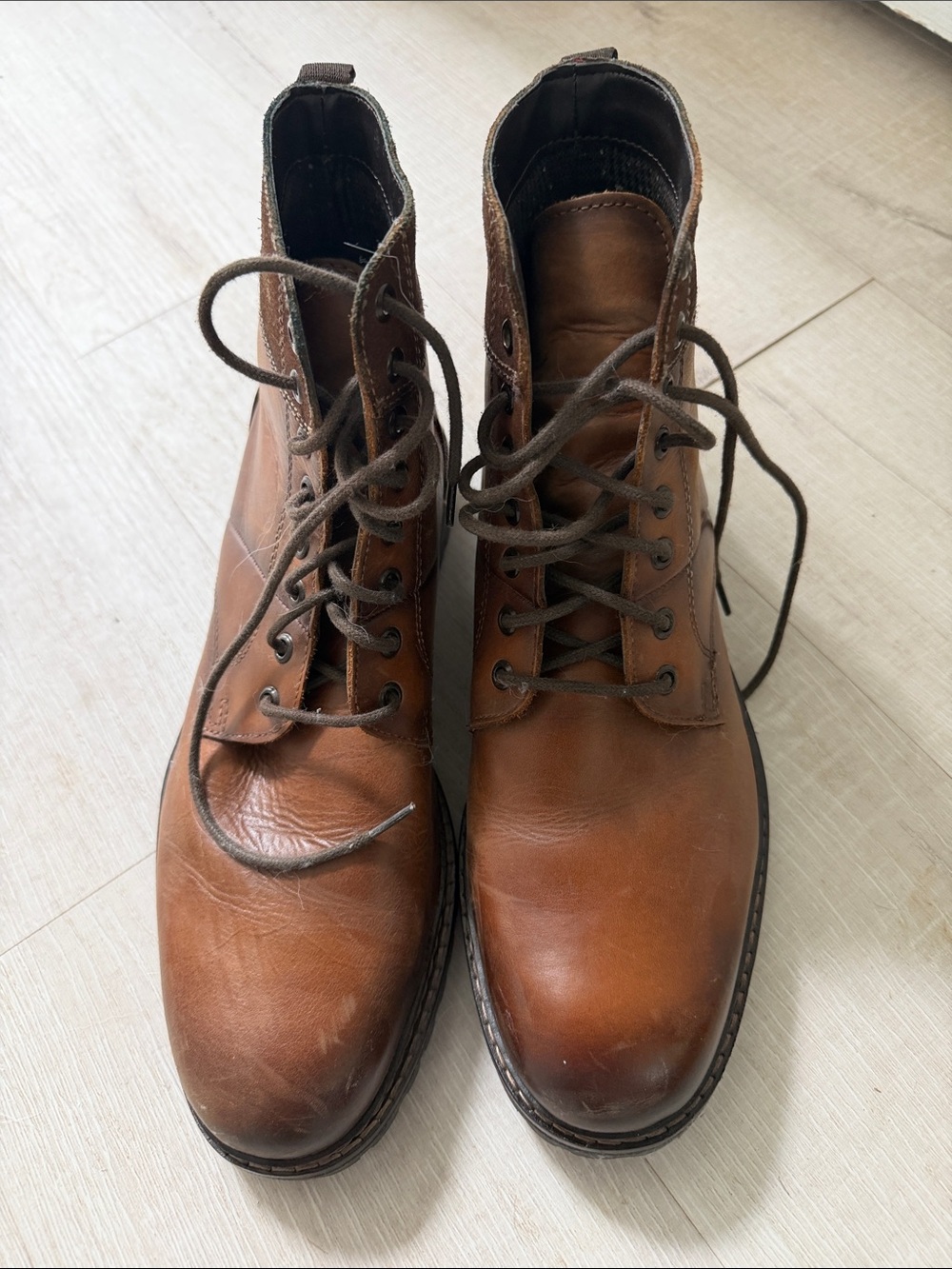 Steve Madden Men's Tan/Brown Leather Chukka Lace-Up Boots